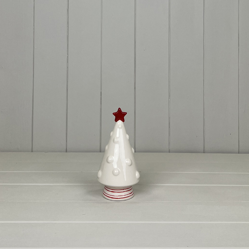 Medium White Ceramic Tree with Red Star detail page